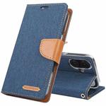 For iPhone 16 Plus GOOSPERY CANVAS DIARY Fabric Texture Flip Leather Phone Case(Navy Blue)