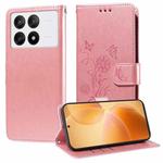 For Xiaomi Poco X6 Pro / Redmi K70E Embossed Butterfly Flowers Leather Phone Case(Rose Gold)