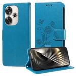 For Xiaomi Poco F6 Embossed Butterfly Flowers Leather Phone Case(Blue)