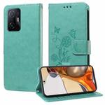 For Xiaomi Mi 11T / 11T Pro Embossed Butterfly Flowers Leather Phone Case(Green)