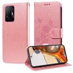 For Xiaomi Mi 11T / 11T Pro Embossed Butterfly Flowers Leather Phone Case(Rose Gold)