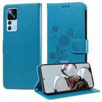 For Xiaomi 12T / 12T Pro / Redmi K50 Ultra Embossed Butterfly Flowers Leather Phone Case(Blue)