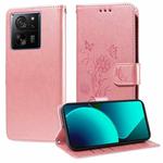 For Xiaomi 13T / 13T Pro / Redmi K60 Ultra Embossed Butterfly Flowers Leather Phone Case(Rose Gold)