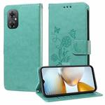 For Xiaomi Poco M4 5G / M5 4G India Embossed Butterfly Flowers Leather Phone Case(Green)