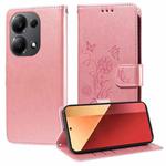 For Xiaomi Poco M6 Pro 4G Embossed Butterfly Flowers Leather Phone Case(Rose Gold)