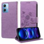 For Xiaomi Poco X5 5G Embossed Butterfly Flowers Leather Phone Case(Purple)