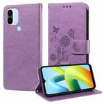 For Xiaomi Poco C50 / C51 Embossed Butterfly Flowers Leather Phone Case(Purple)