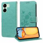 For Xiaomi Poco C65 / M6 5G Embossed Butterfly Flowers Leather Phone Case(Green)