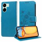 For Xiaomi Poco C65 / M6 5G Embossed Butterfly Flowers Leather Phone Case(Blue)