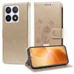 For Xiaomi 14T Pro Embossed Butterfly Flowers Leather Phone Case(Gold)