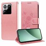 For Xiaomi 15 Pro Embossed Butterfly Flowers Leather Phone Case(Rose Gold)