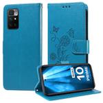 For Redmi 10 2022 / 10 Prime Embossed Butterfly Flowers Leather Phone Case(Blue)