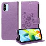 For Redmi A1 4G / A2 4G Embossed Butterfly Flowers Leather Phone Case(Purple)