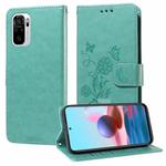 For Redmi Note 11 SE 4G India Embossed Butterfly Flowers Leather Phone Case(Green)