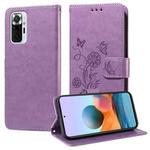 For Redmi Note 10 Pro 4G / Note 10 Pro Max Embossed Butterfly Flowers Leather Phone Case(Purple)