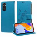 For Redmi Note 11 4G / Note 11S Global Embossed Butterfly Flowers Leather Phone Case(Blue)