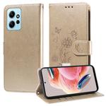 For Redmi Note 12 4G Global Embossed Butterfly Flowers Leather Phone Case(Gold)