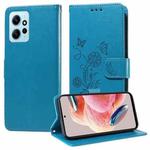 For Redmi Note 12 4G Global Embossed Butterfly Flowers Leather Phone Case(Blue)