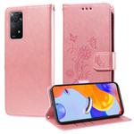 For Redmi Note 12 Pro 4G Embossed Butterfly Flowers Leather Phone Case(Rose Gold)