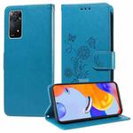 For Redmi Note 11 Pro 5G / 4G Global Embossed Butterfly Flowers Leather Phone Case(Blue)