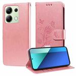 For Redmi Note 13 4G Embossed Butterfly Flowers Leather Phone Case(Rose Gold)