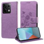 For Redmi Note 13 Pro 5G Embossed Butterfly Flowers Leather Phone Case(Purple)