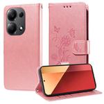 For Redmi Note 13 Pro 4G Embossed Butterfly Flowers Leather Phone Case(Rose Gold)