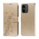 For Redmi 15C 4G 173.1mm / 15C 5G 173.1mm Embossed Butterfly Flowers Leather Phone Case(Gold)