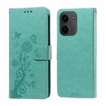 For Redmi 15C 4G 171.5mm / Xiaomi Poco C85 4G Embossed Butterfly Flowers Leather Phone Case(Green)