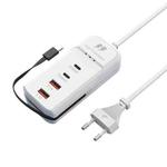 5 in 1 2 x PD 66W, 2 x USB Fast Charger Smart Power Socket, Length:1m(EU Plug)