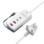 5 in 1 2 x PD 66W, 2 x USB Fast Charger Smart Power Socket, Length:1m(UK Plug)