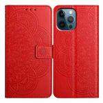 For iPhone 16 Pro Flower Embossed Leather Phone Case(Red)