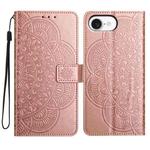 For iPhone 16e Flower Embossed Leather Phone Case(Rose Gold)