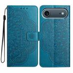 For iPhone 17 Air Flower Embossed Leather Phone Case(Blue)
