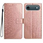 For iPhone 17 Air Flower Embossed Leather Phone Case(Rose Gold)