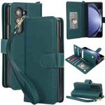 For Samsung Galaxy Z Fold6 Multi-Card Wallet RFID Leather Phone Case(Green)