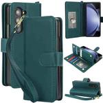 For Samsung Galaxy Z Fold4 Multi-Card Wallet RFID Leather Phone Case(Green)