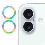 For iPhone 16 / 16 Plus Glitter Ring Tempered Glass Camera Lens Film(Colorful)