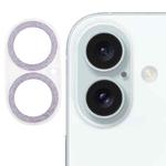 For iPhone 16 / 16 Plus Glitter Ring Tempered Glass Camera Lens Film(Purple)