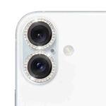 For iPhone 16 / 16 Plus 9H Point Drill Camera Lens Protector Ring(Silver)