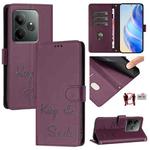 For Realme GT 6 / 6T 5G Global Smile Embossing RFID Leather Phone Case(Violet)