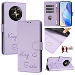 For Realme 12+ 5G Global Smile Embossing RFID Leather Phone Case(Light Purple)