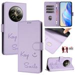 For Realme 12 Pro / 12 Pro+ 5G Global Smile Embossing RFID Leather Phone Case(Light Purple)