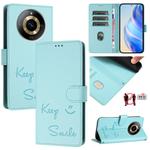 For Realme 11 4G Global Smile Embossing RFID Leather Phone Case(Mint Green)