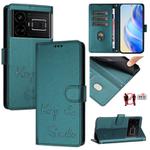 For Realme GT5 5G 240W / GT5 5G Smile Embossing RFID Leather Phone Case(Peacock Green)