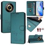 For Realme Narzo 60 Pro Global Smile Embossing RFID Leather Phone Case(Peacock Green)