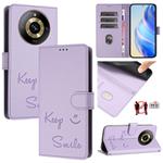 For Realme Narzo 60 Pro Global Smile Embossing RFID Leather Phone Case(Light Purple)