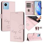 For Realme C30s Smile Embossing RFID Leather Phone Case(Pink)