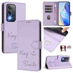 For OPPO A80 5G EU Smile Embossing RFID Leather Phone Case(Light Purple)