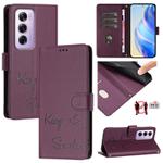 For OPPO Reno12 Pro Global Smile Embossing RFID Leather Phone Case(Violet)